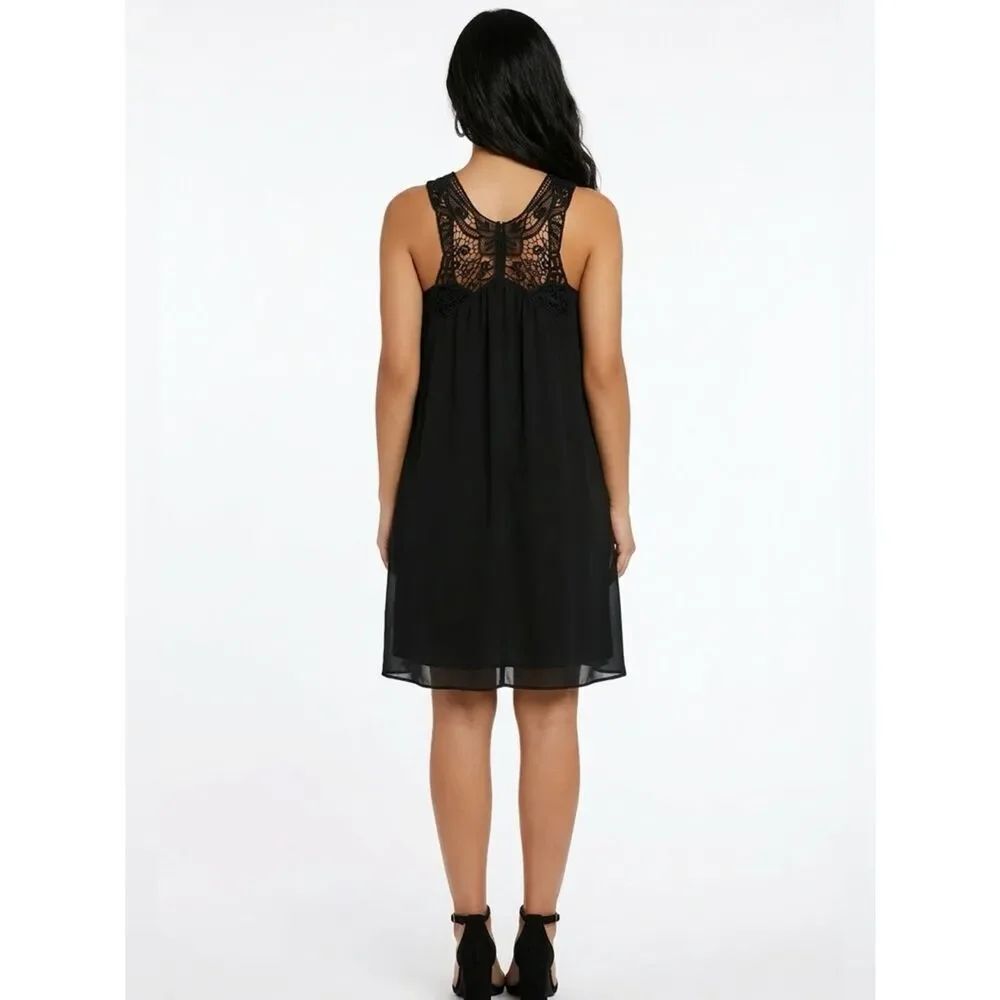 LA BELLE | NEW Black Butterfly Designed Back Dress Women’s Size Large